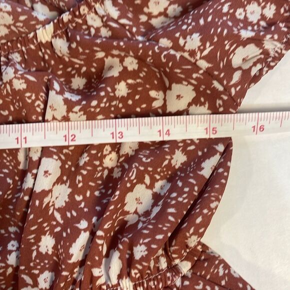 MINE Peasant Babydoll Milkmaid Off-the-shoulder Mini Tiered Dress Dusty Rose S - Picture 10 of 14